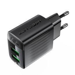 „Acefast A86“ tinklo įkroviklis, 2x USB-A, 12W, juodas