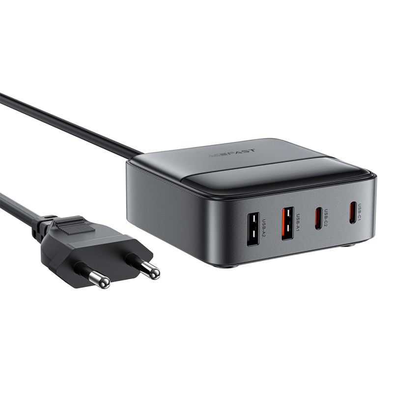 „Acefast Z6“ įkroviklis tinklui, „GaN“ staliniam kompiuteriui, 2x USB-A / 2x USB-C PD, 65W, juodas