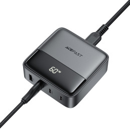 „Acefast Z6“ įkroviklis tinklui, „GaN“ staliniam kompiuteriui, 2x USB-A / 2x USB-C PD, 65W, juodas