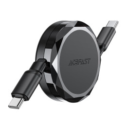 „Acefast C13-03 USB-C“ – USB-C 60 W laidas su ištraukiamu dangteliu – juodas