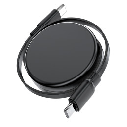 „Acefast C13-03 USB-C“ – USB-C 60 W laidas su ištraukiamu dangteliu – juodas