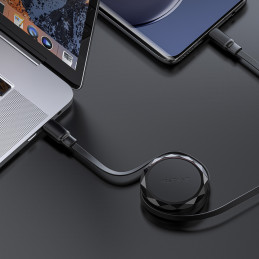 „Acefast C13-03 USB-C“ – USB-C 60 W laidas su ištraukiamu dangteliu – juodas