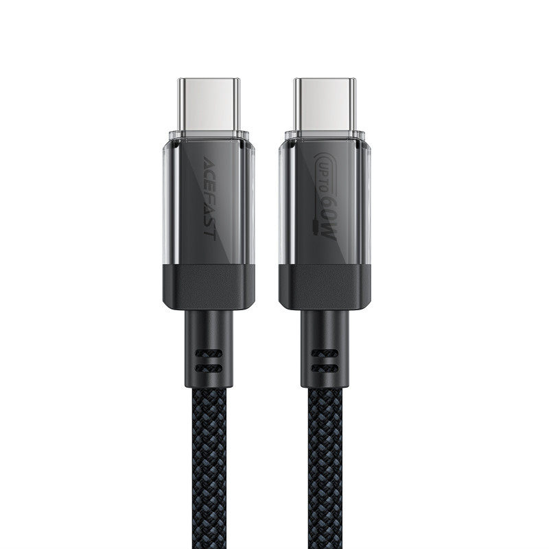 „Acefast C12 USB-C / USB-C PD 60W 480Mb/ s“ laidas su nailono pintais – juodas