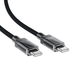 „Acefast C12 USB-C / USB-C PD 60W 480Mb/ s“ laidas su nailono pintais – juodas