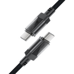 „Acefast C12 USB-C / USB-C PD 60W 480Mb/ s“ laidas su nailono pintais – juodas