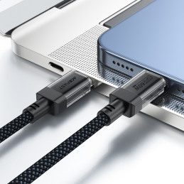 „Acefast C12 USB-C / USB-C PD 60W 480Mb/ s“ laidas su nailono pintais – juodas