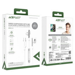 „Acefast L3“ laidinės USB-C ausinės su mikrofonu – baltos
