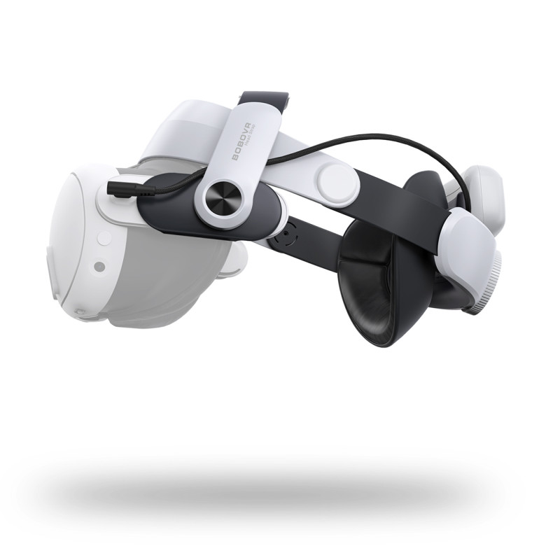 „BoboVR M3 Pro“ dirželis „Meta Quest 3 VR“ ausinėms + „BoboVR B2“ baterija – baltas/ juodas