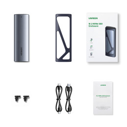 „Ugreen CM578 15512 M.2 NVMe 10Gbps“ korpusas – juodas + USB-C / USB-A laidas + USB-C / USB-C laidas