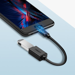 Ugreen US133 10396 Micro USB (kištukas) / USB-A (lizdas) OTG kabelis, plokščias, 0,15 m - juodas