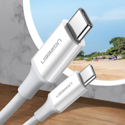 Ugreen US264 60520 USB-C / USB-C PD QC AFC kabelis 2 m – baltas