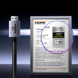 Ugreen HD171 35376 kabelis su HDMI 2.1 8K jungtimis, sertifikuotas, 5 m – pilkas