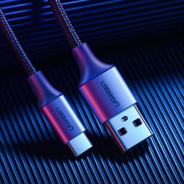 Ugreen US288 60124 USB-A / USB-C QC 3.0 3A kabelis 0,25 m - pilkas