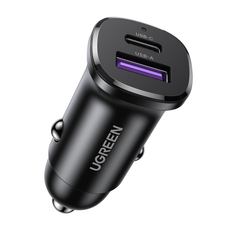 Ugreen EC305 25845 automobilio įkroviklis USB-C USB-A 30W - juodas