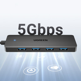 Ugreen CM219 35574 šakotuvas su 4 USB-A 3.0 prievadais ir 1 m USB-A 3.0 laidu - juodas