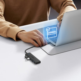 Ugreen CM219 35574 šakotuvas su 4 USB-A 3.0 prievadais ir 1 m USB-A 3.0 laidu - juodas