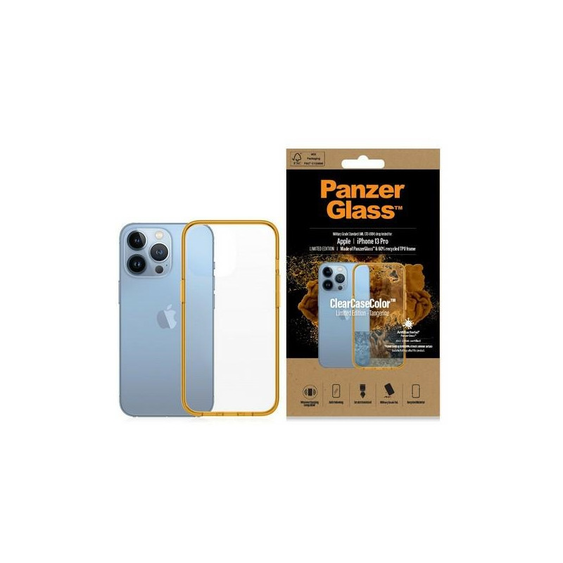 „PanzerGlass ClearCase“ antibakterinis, karinės klasės sertifikuotas dėklas, skirtas „iPhone 13 Pro“ – skaidriai geltona...