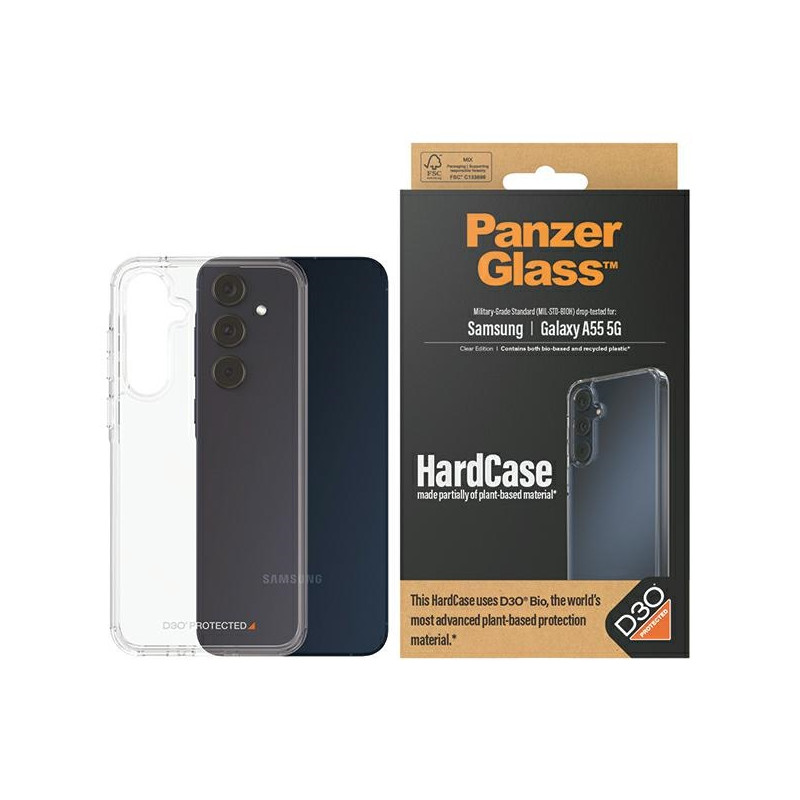 „PanzerGlass“ kietasis dėklas su D3O® biologinio ir karinio lygio sertifikatu, skirtas „Samsung Galaxy A55 5G“ – skaidru...