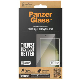 „PanzerGlass“ itin plataus tvirtinimo grūdintas stiklas su aplikatoriumi, skirtas „Samsung Galaxy S24 Ultra“.