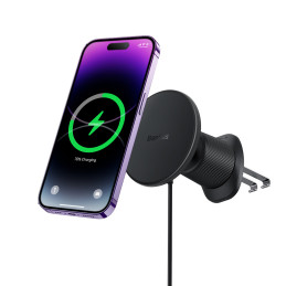„Baseus CW01“ automobilinis laikiklis „iPhone“ su 15 W indukciniu įkrovikliu, skirtas oro išleidimo angai - juodas