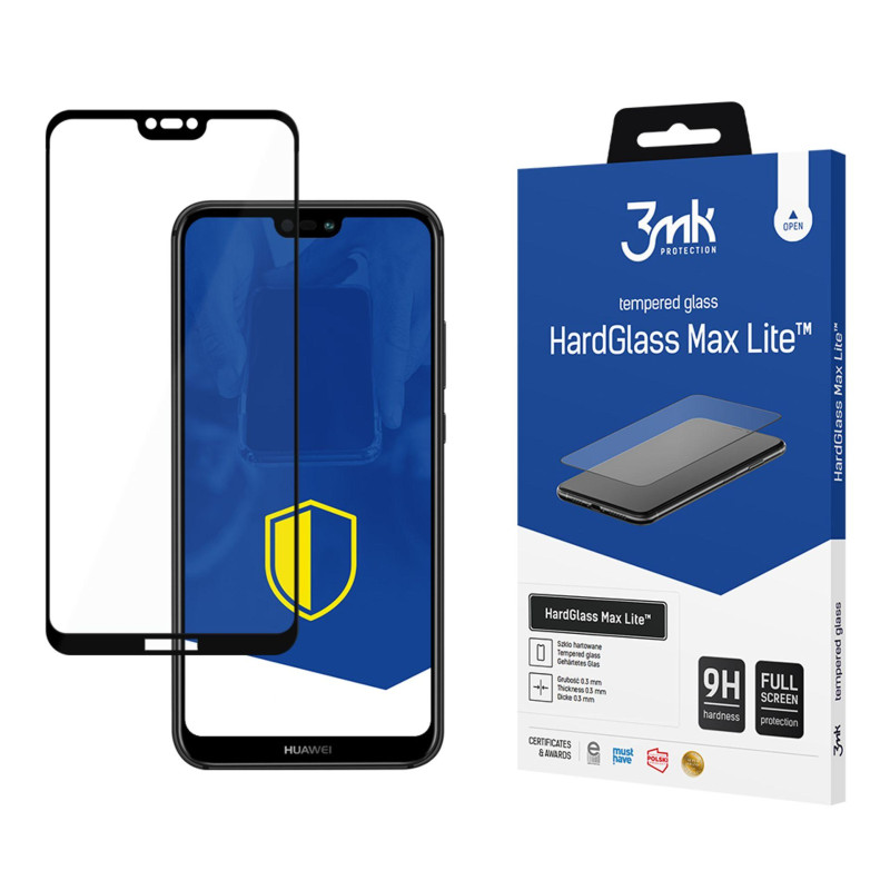 „Huawei P20 Lite“ skirtas „Glass 9H 3mk HardGlass Max Lite™“ apsauginis stikliukas