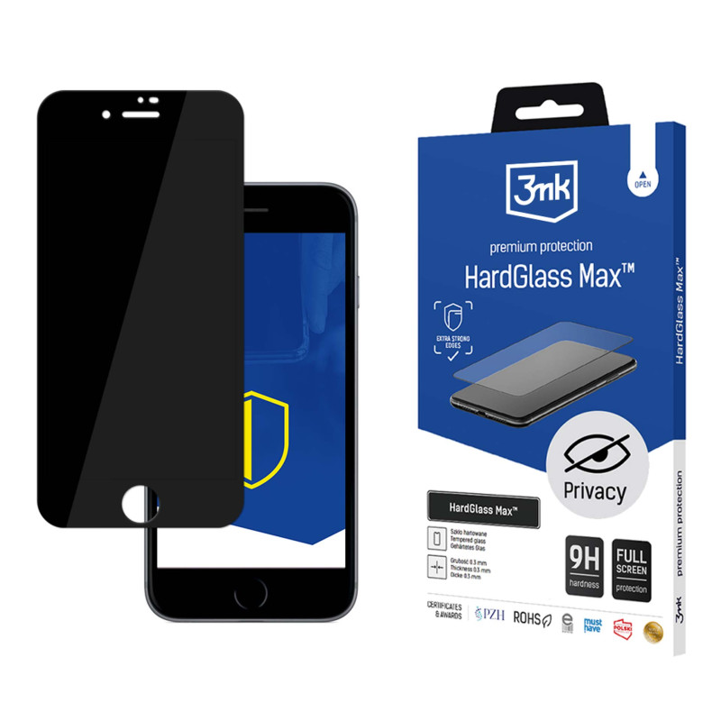 9H privatumo stiklas 3mk HardGlass Max Privacy™, skirtas iPhone 7 / 8