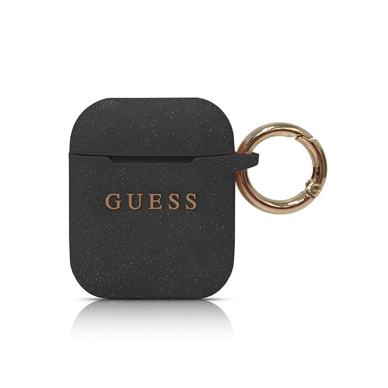 Guess Silicone Glitter dėklas, skirtas AirPods 1/ 2 – juodas