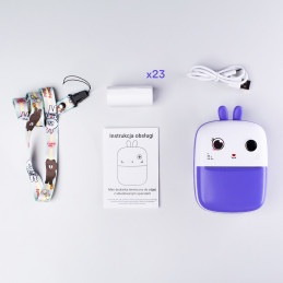Mini terminis spausdintuvas vaikams su kamera ir vaizdo kamera - violetinis