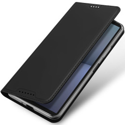 „Dux Ducis Skin Pro“ dėklas, skirtas „Sony Xperia 10 VI“ su atlenkimu ir kortelių lizdu – juodas