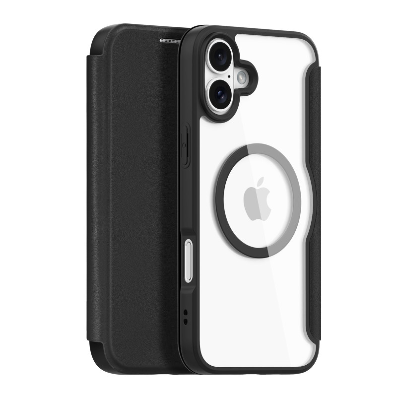 „Dux Ducis Skin X Pro iPhone 16“ dėklas su „MagSafe“ ir atverčiamu dėklu – juodas