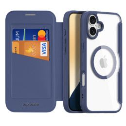 „Dux Ducis Skin X Pro“ dėklas „iPhone 16“ su „MagSafe“ ir atlenkiama plėvele – mėlynas