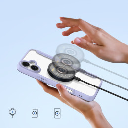 „Dux Ducis Skin X Pro iPhone 16“ dėklas su „MagSafe“ ir atverčiamu dėklu – violetinė