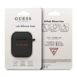 Guess Silicone Glitter dėklas, skirtas AirPods 1/ 2 – juodas