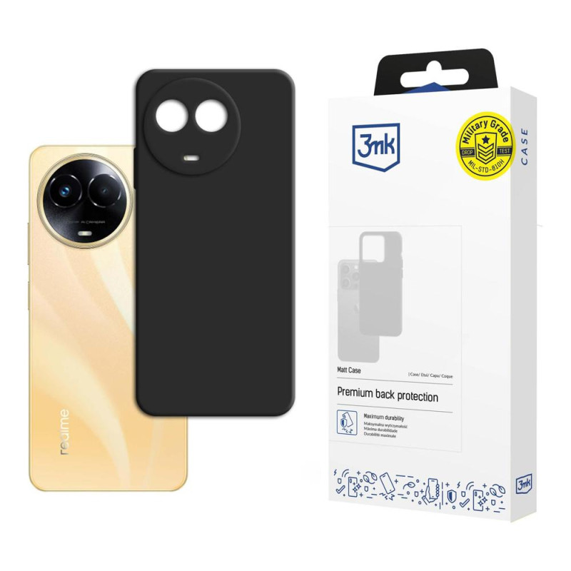 3mk matinis dėklas, skirtas „Realme 11 5G“ – juodas