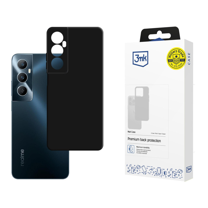 3mk matinis dėklas, skirtas „Realme C65“ – juodas