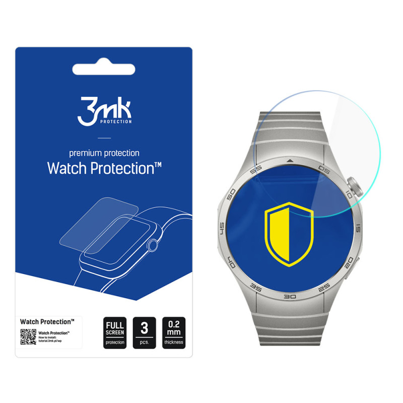 Hibridinis stiklas 3mk laikrodžio apsaugai „FlexibleGlass“, skirtas „Huawei Watch GT 4 46mm“