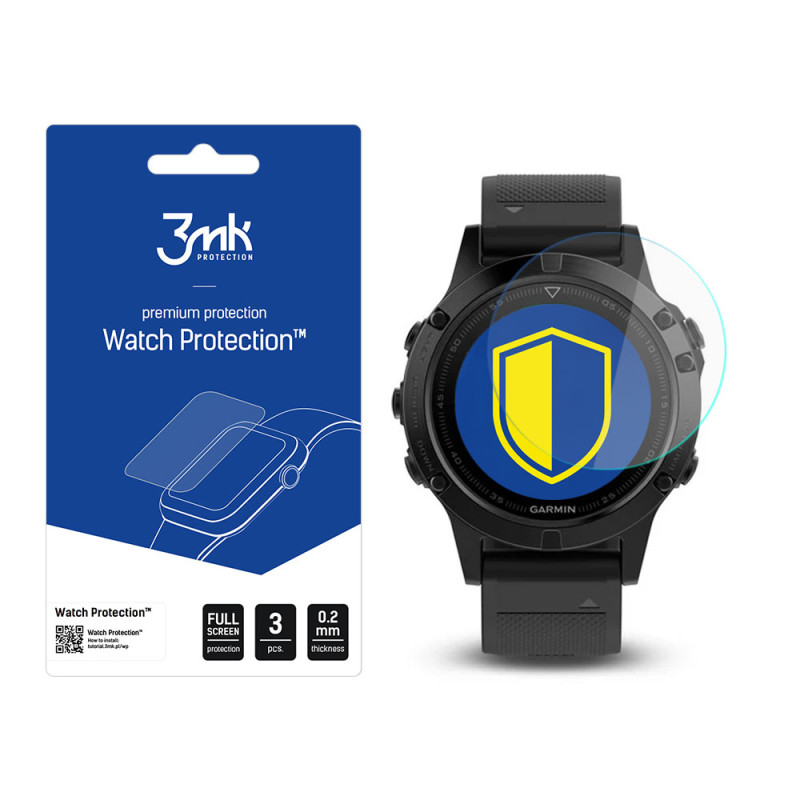Hibridinis stiklas 3mk laikrodžio apsaugai „FlexibleGlass“, skirtas „Garmin Fenix 5“ 47 mm laikrodžiui