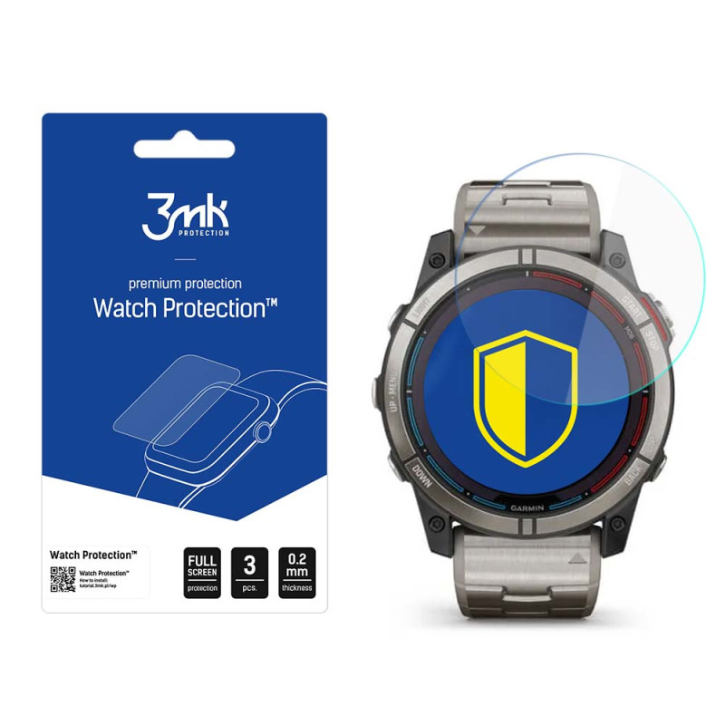 Hibridinis 3mk laikrodžio apsauginis stiklas „FlexibleGlass“, skirtas „Garmin Quatix 7X“