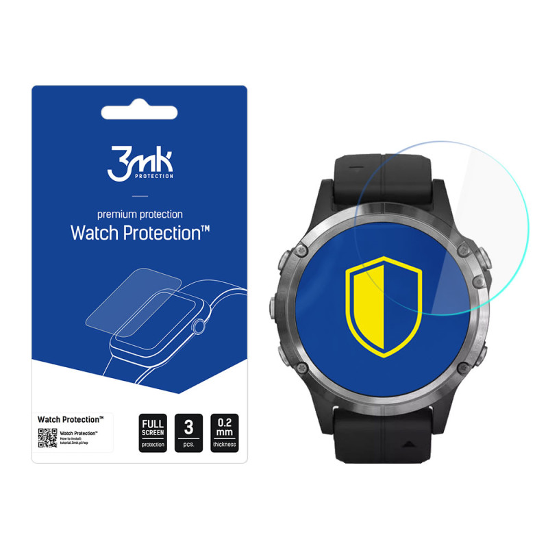Hibridinis stiklas 3mk laikrodžio apsaugai „FlexibleGlass“, skirtas „Garmin Fenix 5 Plus“