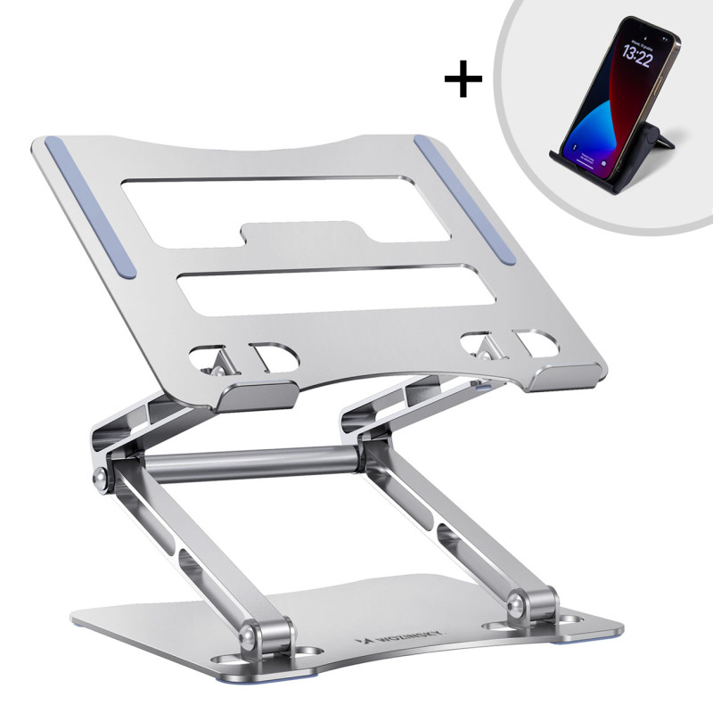Nešiojamojo kompiuterio, planšetinio kompiuterio stovas Wozinsky WRS-CPY75DSS aliuminis + nemokamai! išmaniojo telefono ...