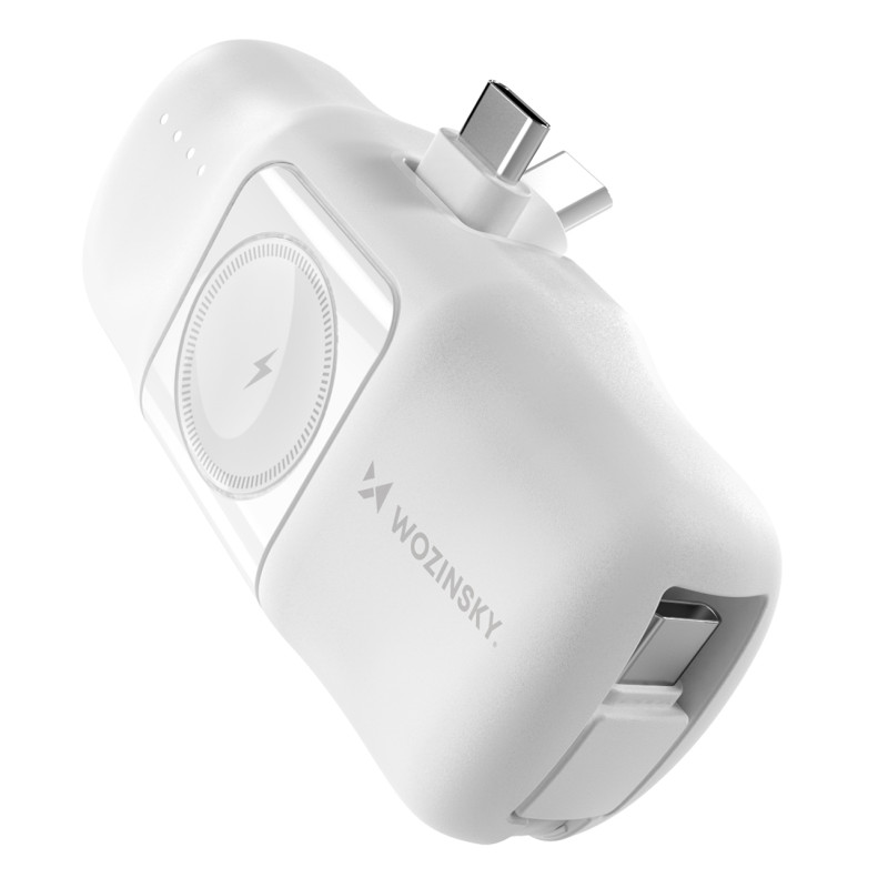 „Wozinsky WF16-YCS“ 5000 mAh 15 W USB-C mini išorinė baterija su integruotu USB-C laidu ir „Apple Watch“ įkrovikliu – ba...