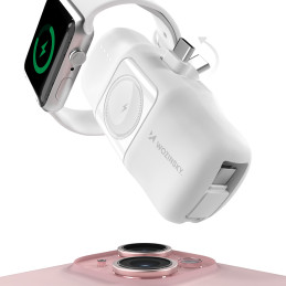 „Wozinsky WF16-YCS“ 5000 mAh 15 W USB-C mini išorinė baterija su integruotu USB-C laidu ir „Apple Watch“ įkrovikliu – ba...