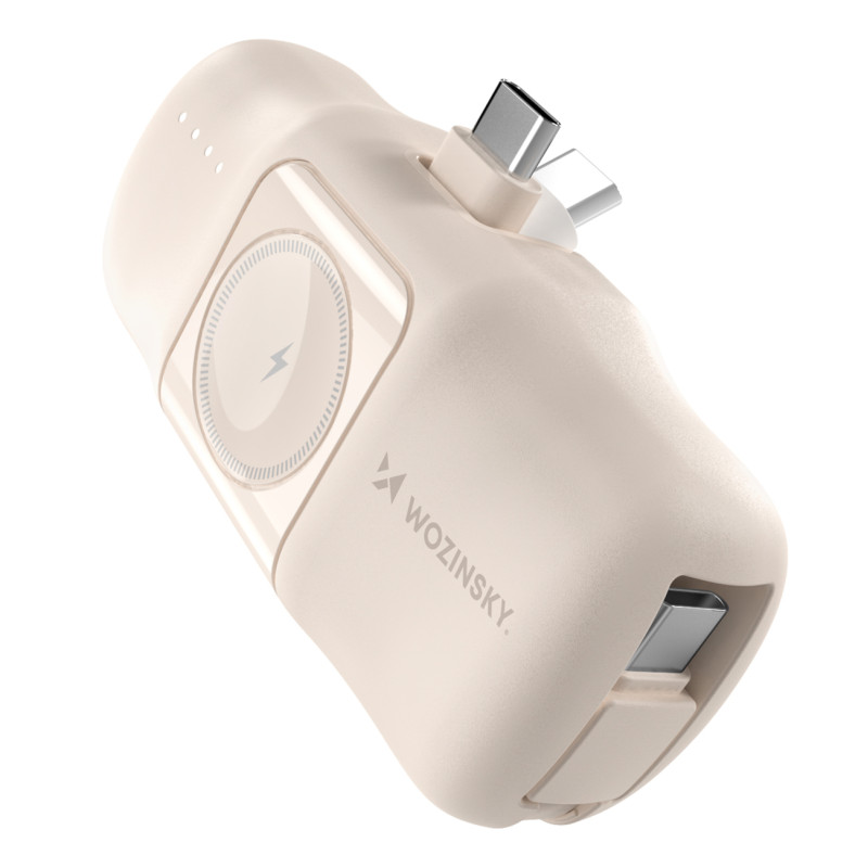 „Wozinsky WF16-YCS“ 5000 mAh 15 W USB-C mini išorinė baterija su integruotu USB-C laidu ir „Apple Watch“ įkrovikliu – sm...