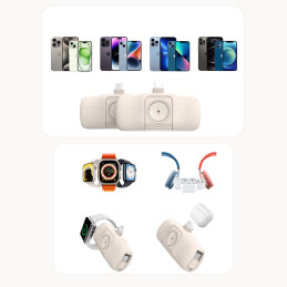 „Wozinsky WF16-YCS“ 5000 mAh 15 W USB-C mini išorinė baterija su integruotu USB-C laidu ir „Apple Watch“ įkrovikliu – sm...