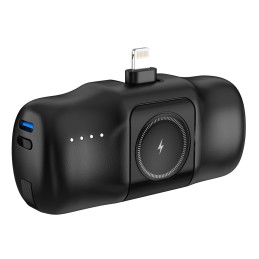 „Wozinsky WF16-YLS“ 5000mAh 15W „Lightning“ mini išorinė baterija su integruotu USB-C laidu ir „Apple Watch“ įkrovikliu ...