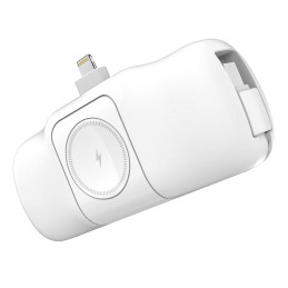 „Wozinsky WF16-YLS“ 5000mAh 15W „Lightning“ mini išorinė baterija su integruotu USB-C laidu ir „Apple Watch“ įkrovikliu ...