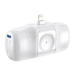 „Wozinsky WF16-YLS“ 5000mAh 15W „Lightning“ mini išorinė baterija su integruotu USB-C laidu ir „Apple Watch“ įkrovikliu ...