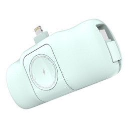 „Wozinsky WF16-YLS“ 5000mAh 15W „Lightning“ mini išorinė baterija su integruotu USB-C laidu ir „Apple Watch“ įkrovikliu ...