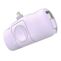 „Wozinsky WF16-YLS“ 5000mAh 15W „Lightning“ mini išorinė baterija su integruotu USB-C laidu ir „Apple Watch“ įkrovikliu ...