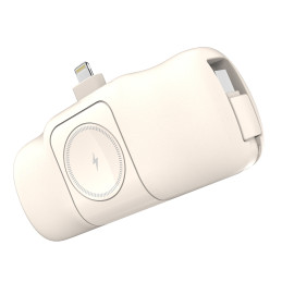 „Wozinsky WF16-YLS“ 5000mAh 15W „Lightning“ mini išorinė baterija su įmontuotu USB-C laidu ir „Apple Watch“ įkrovikliu –...